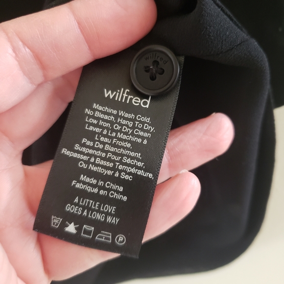 WILFRED Cropped Chiffon Button Down Short Sleeve Blouse - BLACK S - Picture 2 of 12